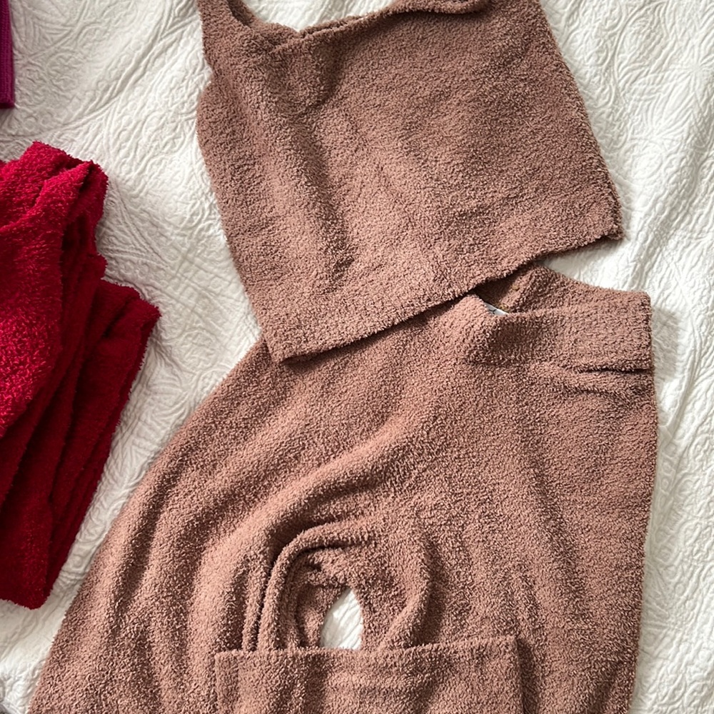 Byegreis cozy set in tan wide leg size S